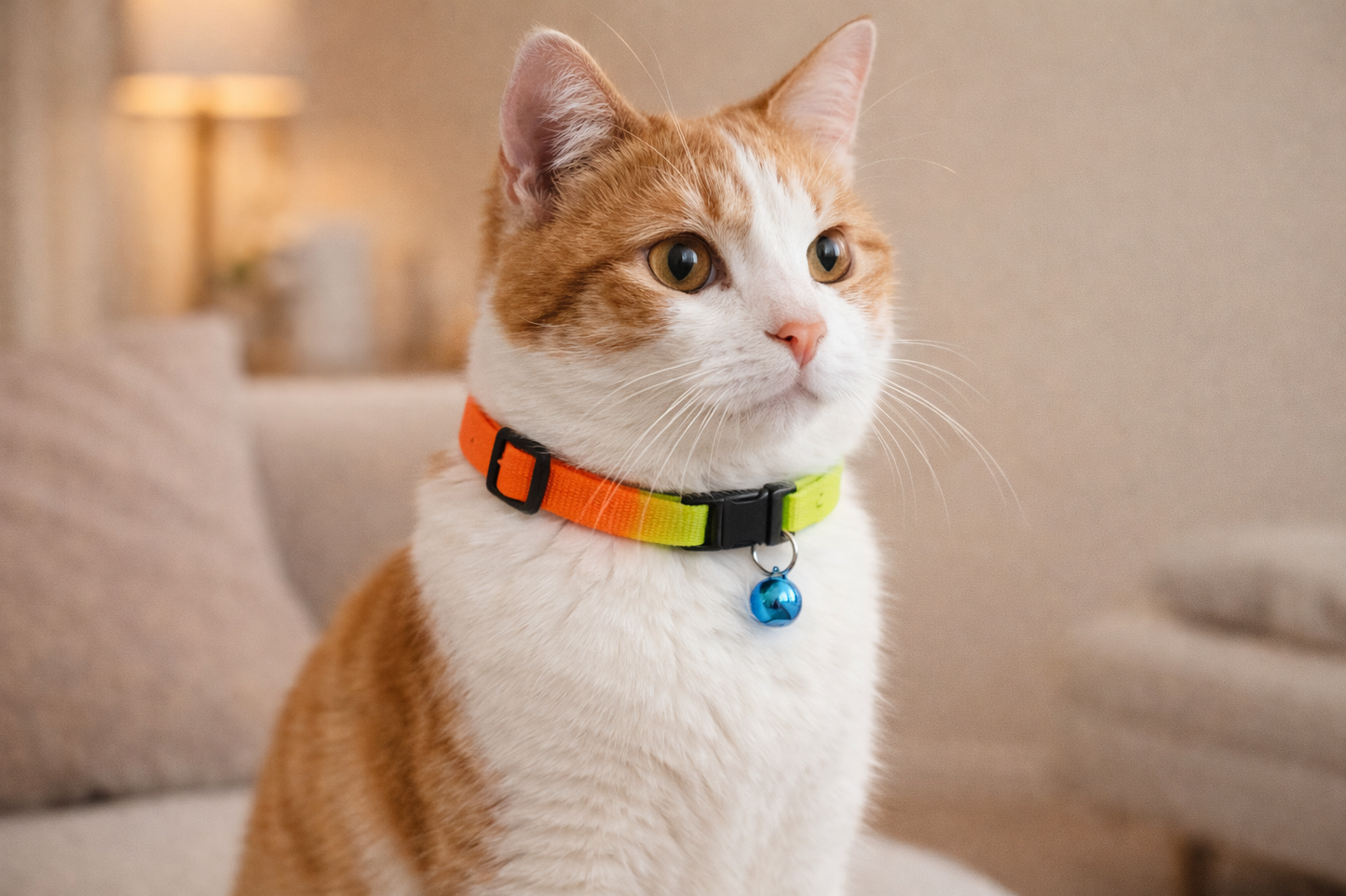 Neon Dual-Tone Cat Collar with Bell